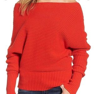 Lucky brand red off the shoulder sweater